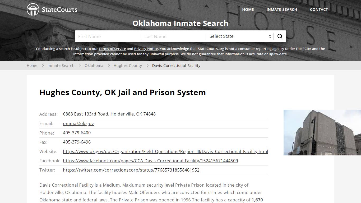 Davis Correctional Facility Inmate Records Search ...